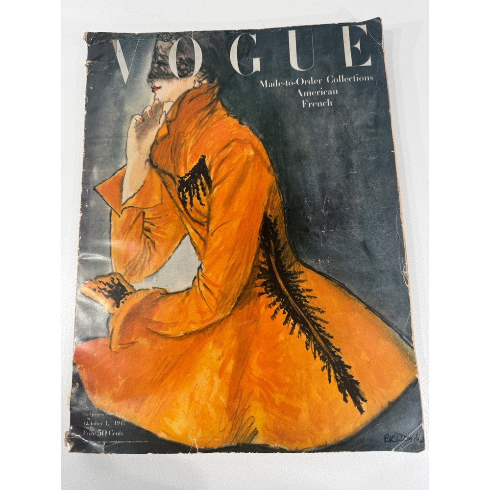 Vintage Vogue Magazine October 1 1947 Made-to-Order Collections Fashion History